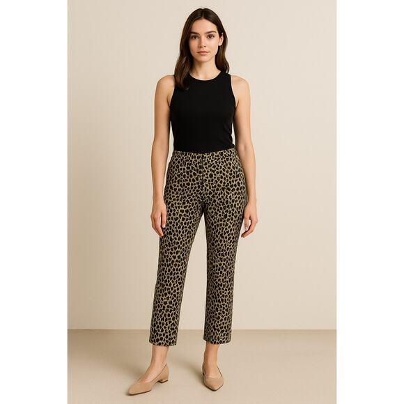 Chic Animal Print Straight Leg Pants Leopard A New Day Size 8 - Picture 1 of 5